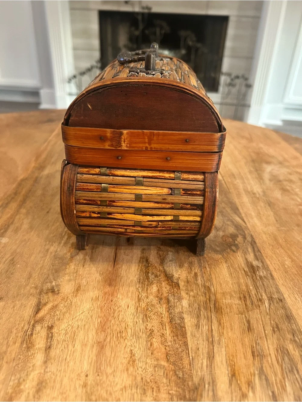 Rustic Brown Woven Bamboo Jewelry/Trinket Chest
